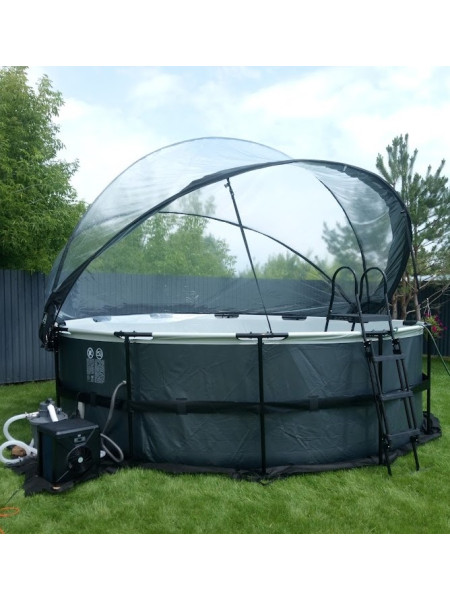 Басейн з куполом EXIT чорний 360х122 см + тепловий насос Басейн з куполом EXIT чорний 360х122 см + тепловий насос